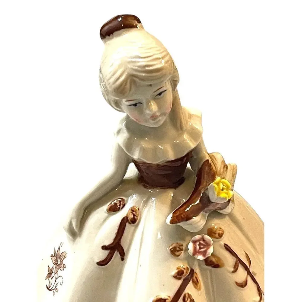 Vintage Porcelain Girl Figurine w/ Basket – Cottagecore Decor